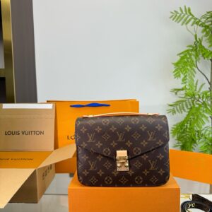 Monogram Canvas Handbag with Top Handle and Gold - Tone Hardware