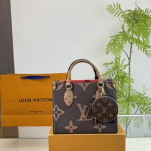 Monogram Canvas Handbag with Top Handles and Round Pouch