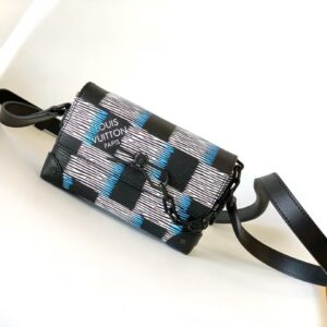 Crossbody Bag with Graphic Epi Leather and Black Chain Accents