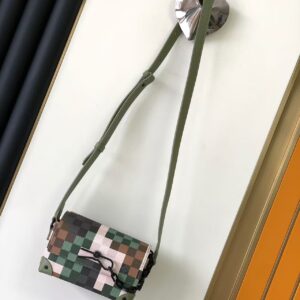 Pixelated Damier Crossbody Bag with Modern Hardware