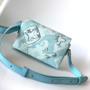 Light Blue Monogram Canvas Artistic Crossbody Bag