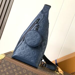 Monogram Embossed Leather Sling Bag with Circular Pouch