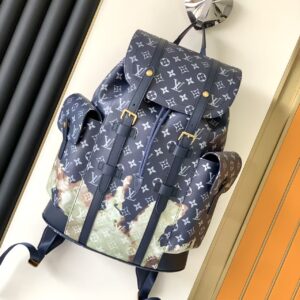 Christopher Backpack with Monogram Camouflage Print and Gold-Tone Accents