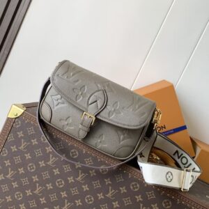Embossed Leather Crossbody Bag with Adjustable Logo Strap