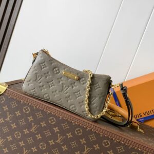 Embossed Leather Crossbody Bag with Gold - Tone Chain Strap