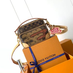 Monogram Patchwork Crossbody Bag with Embroidered Charm