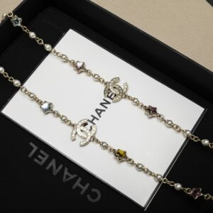 Crystal-Embellished CC Logo, Faux Pearl, and Colorful Star Multistrand Necklace