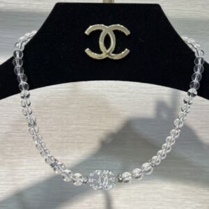 Crystal Bead Necklace with Diamond - Embellished "CC" Logo