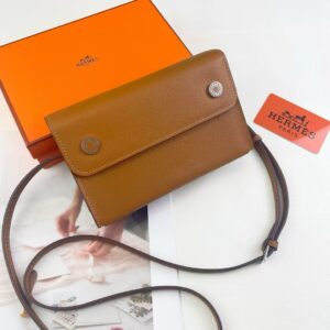 Leather Crossbody Bag with Signature Turn - Lock HardwareLeather Crossbody Bag with Signature Turn - Lock Hardware