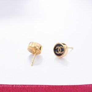 Round Stud Earrings with Iconic "CC" Logo