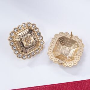 Chanel Gold-Tone Crystal-Embellished Hexagonal CC Logo Earrings