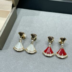 Fan - Shaped Drop Earrings with Gemstone and Crystal Accents