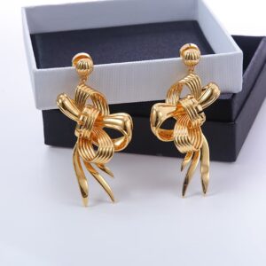 Gold - Tone Bow - Shaped Drop Earrings