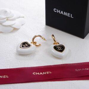 Heart - Shaped Drop Earrings with Signature Brand Details