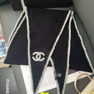 Inspired Knit Cashmere Scarf/Cape: Black & White Logo Design (45*180cm)