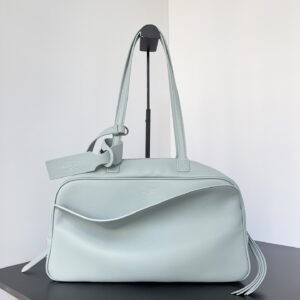 Hourglass Duffle Bag: Soft Mint Leather with Signature Hardware