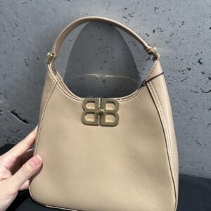 Hobo Bag – Luxe Crinkled Leather Shoulder/Crossbody Bag with Iconic Double-B Hardware