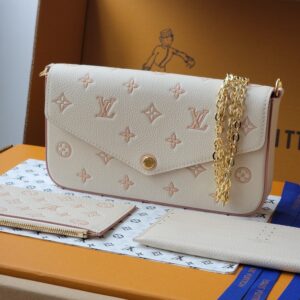 Cream Empreinte Crossbody Bag Set – Wallet & Card Holder Included
