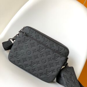 Monogram Embossed Crossbody Bag (All-Black)