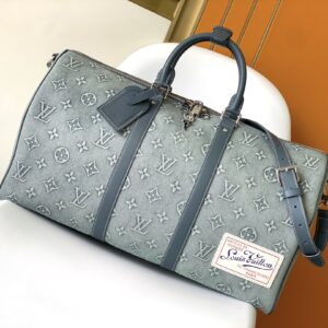Denim Monogram Keepall Bag (Slate Gray Casual-Luxury Style)