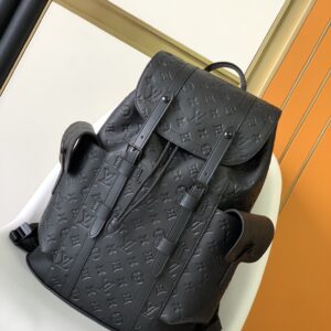 Christopher Small Backpack (Black Monogram Embossed Leather)