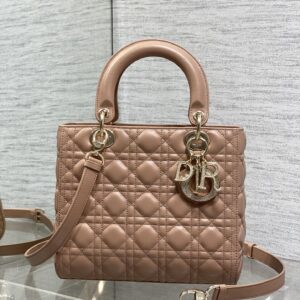 Lady D-Lite Bag in Blush Quilted Leather with Crystal-Embellished "D.I.O.R" Charm