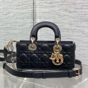 Lady D-Lite Mini Bag in White Quilted Leather with Intricate Gold-Tone "D.I.O.R" Charm