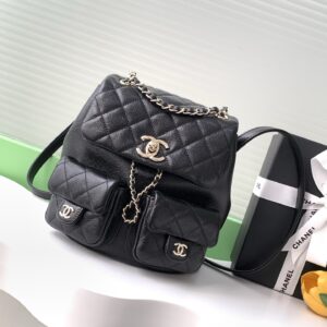 Quilted Black Leather Backpack: Timeless Luxury with Iconic CC Details