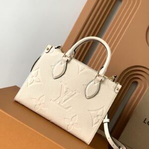 Cream Embossed Leather Handbag & Wallet Set