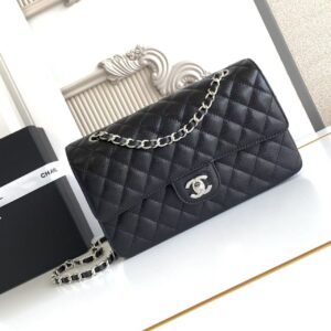 Classic Flap Bag: Black Caviar Leather with Silver-Tone Hardware