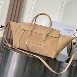 Luggage Tote Bag – Suede/Leather with Signature Gold Hardware (Modern Luxury Everyday Essential)