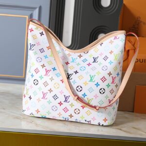 Multicolor Monogram Hobo Bag – Playful Rainbow-Print Canvas with Bow Detail (Vibrant Everyday Luxury)
