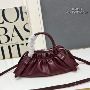 Ruched Leather Top-Handle Bag – Soft Textured Design with Signature Hardware (Versatile Everyday Luxury)