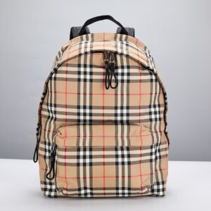 Vintage Check Backpack: Nylon Plaid Design with Signature Hardware