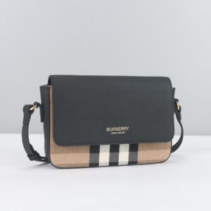 Check Crossbody Bag: Leather & Plaid Hybrid Styles with Gold Branding