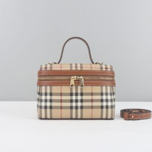 Vintage Check Box Bag – Structured Plaid Canvas with Dual-Zip & Crossbody Strap (Timeless Luxury Satchel)
