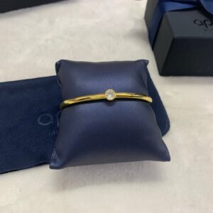 Gold-Tone Cuff Bracelet with Single Crystal Accent