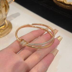 Design Double-Layer Diamond Bangle in 18K Gold