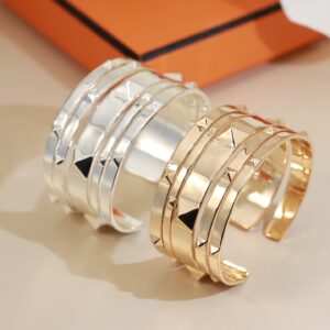 Studded Multi-Band Cuff Bracelet (Silver & Gold-Tone Options)