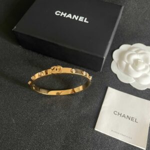 Gold-Tone CC Logo Crystal-Embellished Open Cuff Bracelet