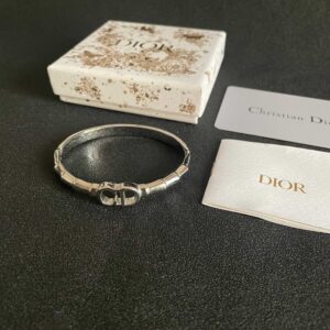 CD Motif Silver-Tone Open Cuff Bracelet