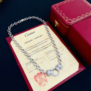 Panthère de Cartier Diamond & Emerald Necklace in White Gold