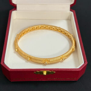 Gold-Tone Filigree Bangle with Pavé Crystal Accents