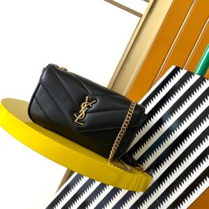 Small Shoulder Bag in Black Quilted Leather with Gold-Tone Hardware