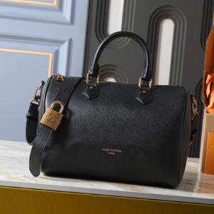 Speedy Bandoulière 25 in Black Taurillon Leather with Gold-Tone Hardware