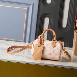 Nano Speedy Bag in Monogram Denim with Natural Leather Trim and Gold-Tone Hardware